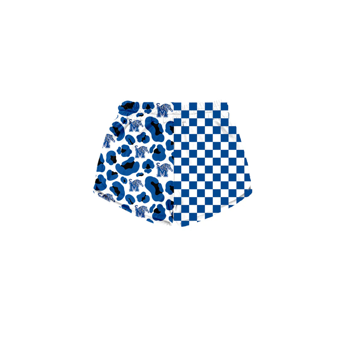 Preorder (moq 5)Baby Girls Blue Checked Leopard M Tigers Team Shorts Bottom