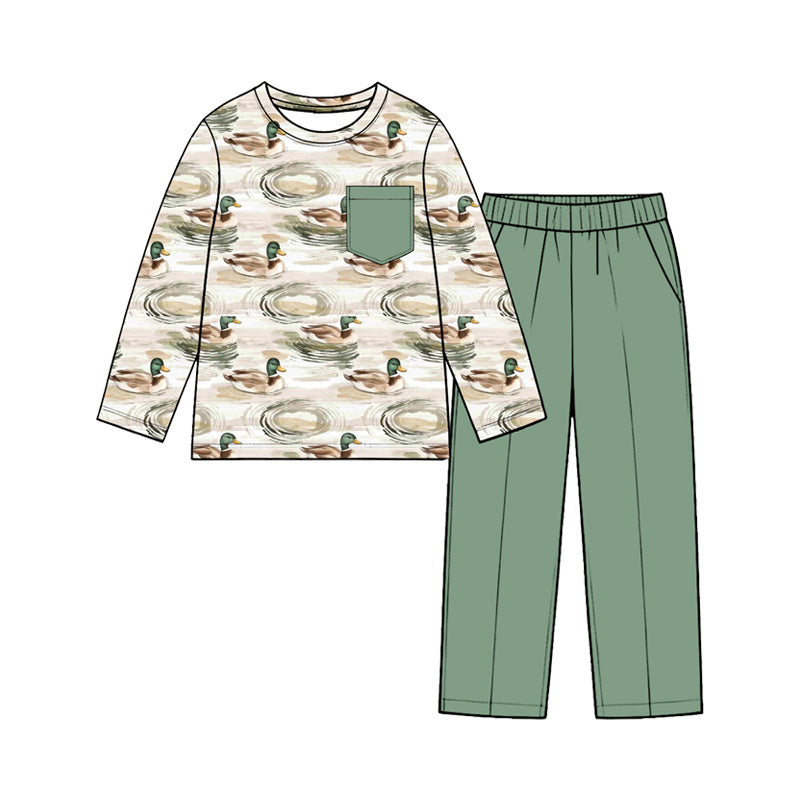 Preorder(moq5) Toddler Boys 2-Piece Animal Print Hunting Patchwork Long Sleeve Joggers Clothing Set