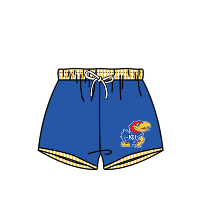 Preorder moq 5 Baby Boys Blue KU Team Swimming Trunks Bottom
