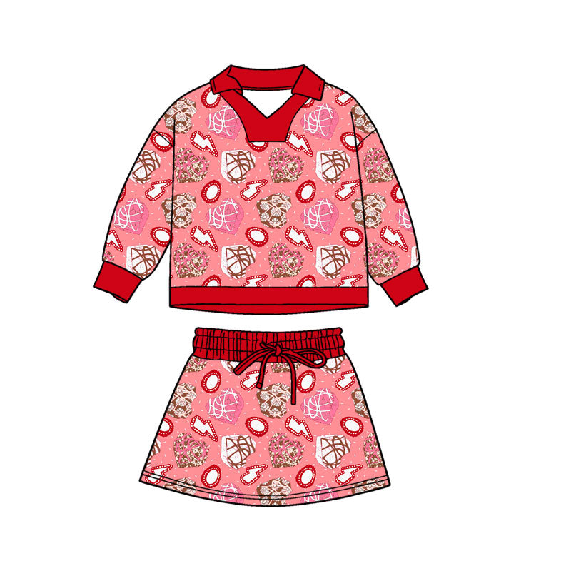 Preorder(moq 5) Baby Girls Turquoises Hearts Top Skirt Shorts Western Valentines Clothes Sets