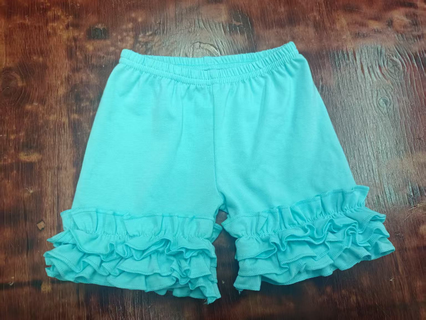 Preorder moq 5 Baby Girls Aqua Ruffle Summers Shorts Bottoms