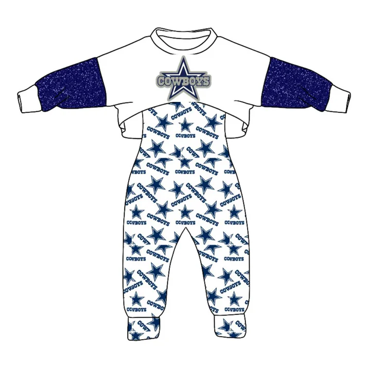 Preorder moq 5 Baby Girls Cowboy Team Top Jumpsuits 2pcs Sets