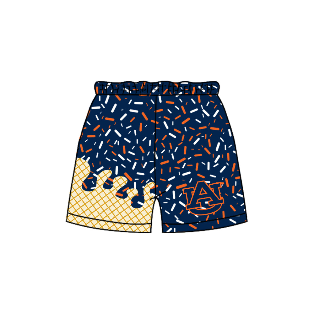 Preorder (moq 5)Baby Boys Navy Auburn Drip Sprinkles Team Shorts Bottom