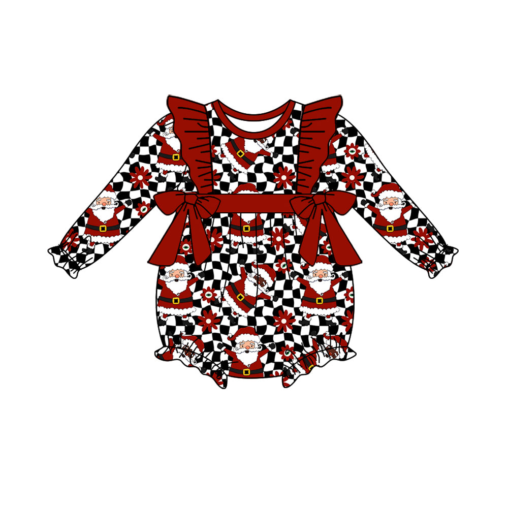 Baby Girls Christmas Santa Bows Rompers preorder(moq 5)