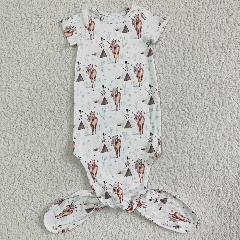 Sibling Baby Girls Horse Teepee Western Pearl Top Icing Ruffle Shorts Sets Jumpsuit Rompers