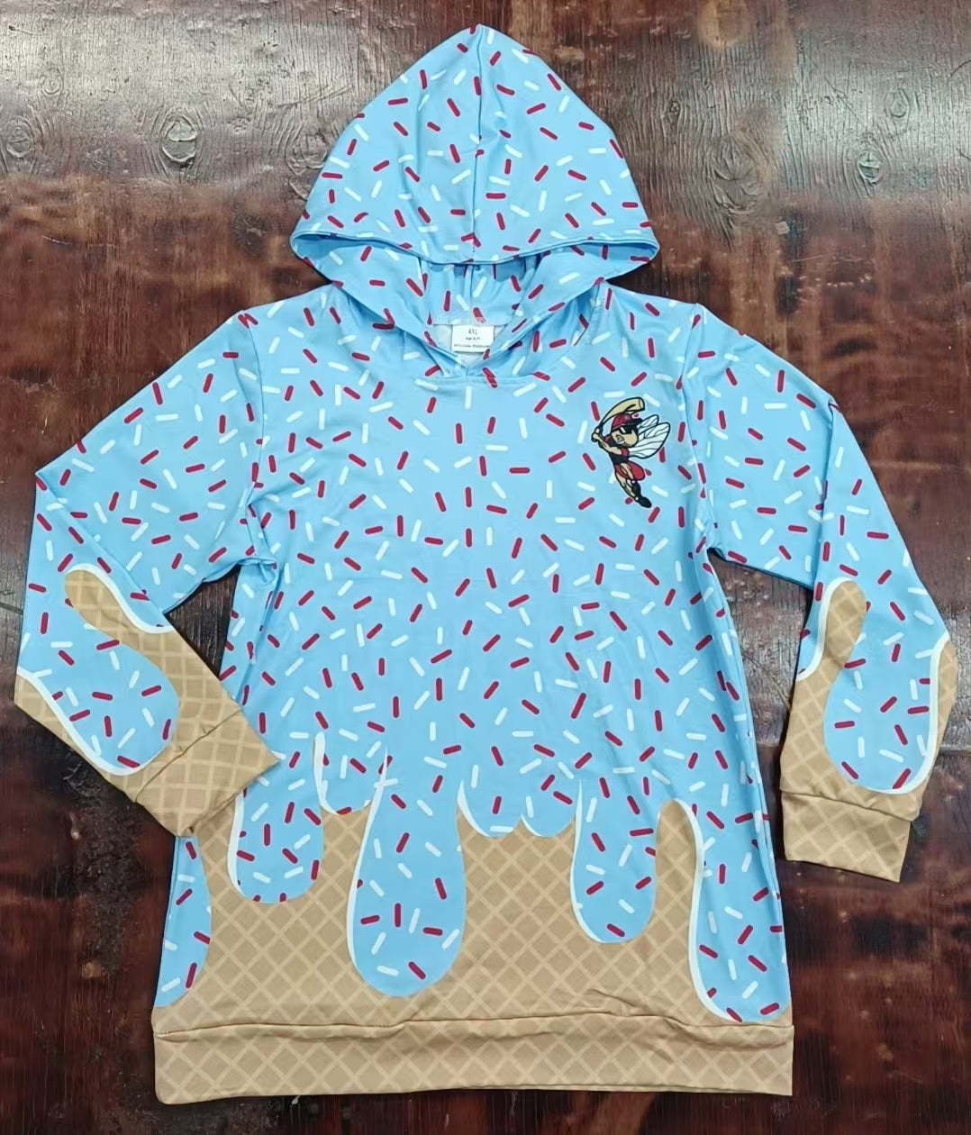 Preorder moq 5 Baby Boys Blue Long Sleeves Cartoon Bee Team Hoodies Top