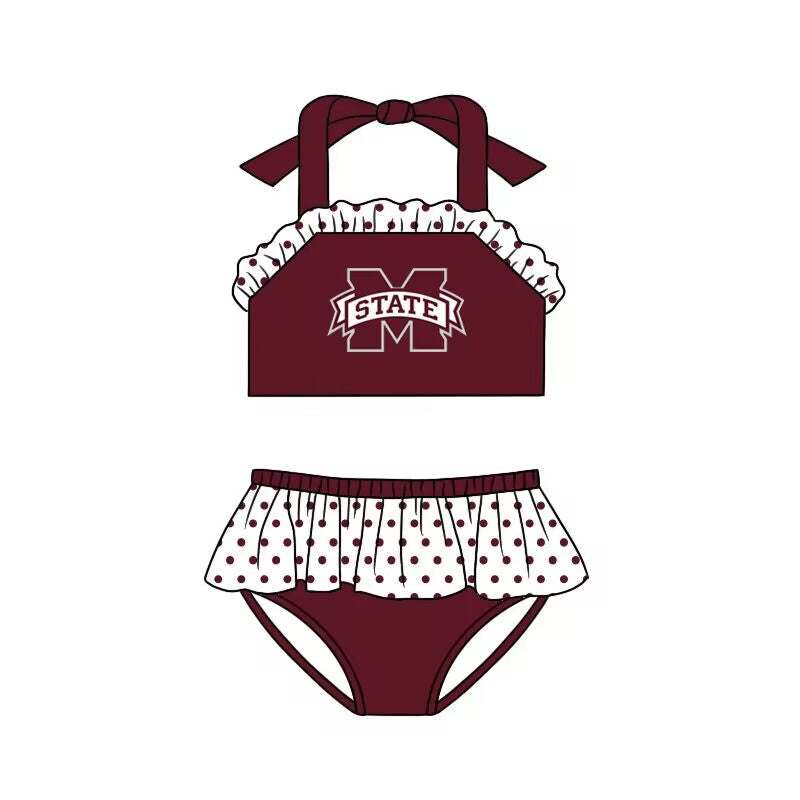 Baby Girls M State Team Ruffle Two Pieces Swimsuits preorder (moq 5)