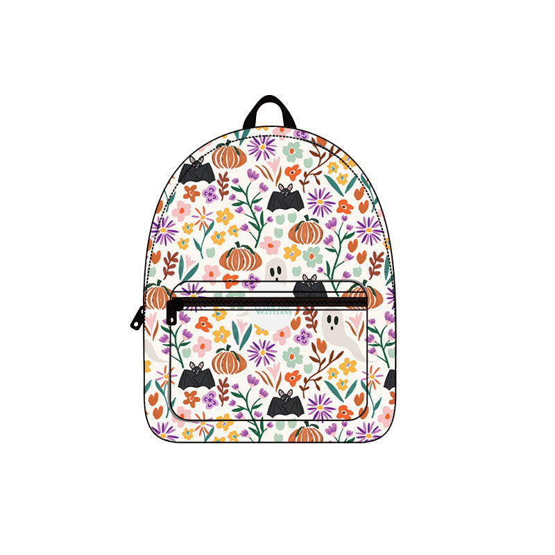 Baby Kids Girls Fall Pumpkin Flowers Backpack Zip Back Bags Preorder