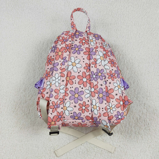 Baby Kids Girls Pink Flowers Backpack Zip Back Bags