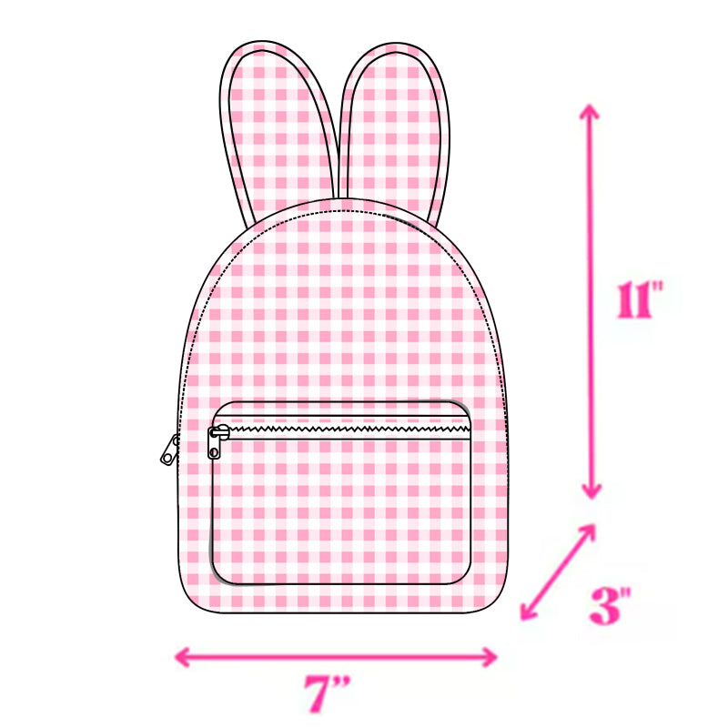 Baby Girls Easter Rabbit Ears Pink Checkered Backpacks Bags Preorder