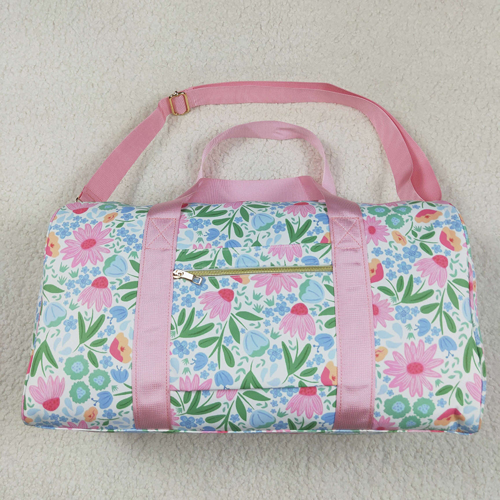 Pink Ruffle Floral Print Gym Duffle Bags