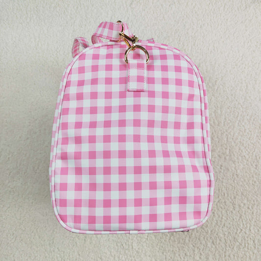 Pink Checkered Print Gym Ruffle Bags
