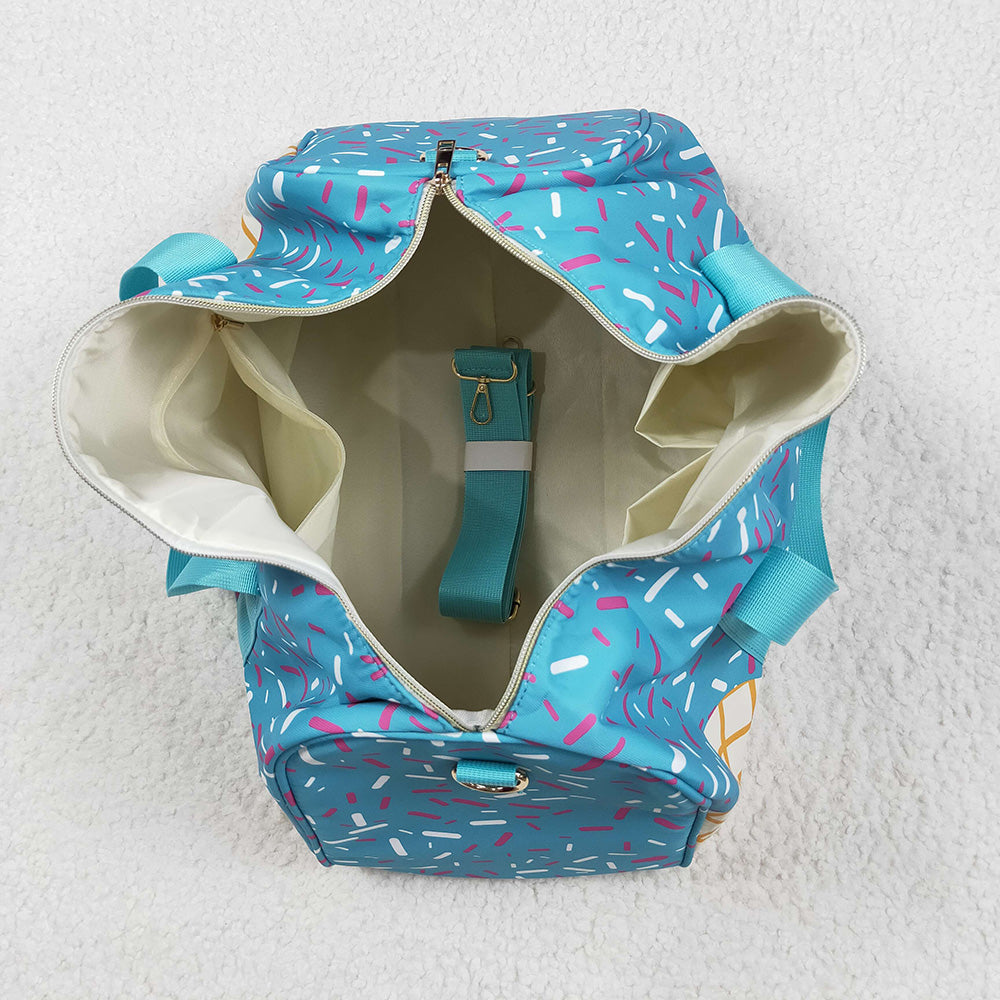 Blue Ice Cream Drip Zipper Gym Bags
