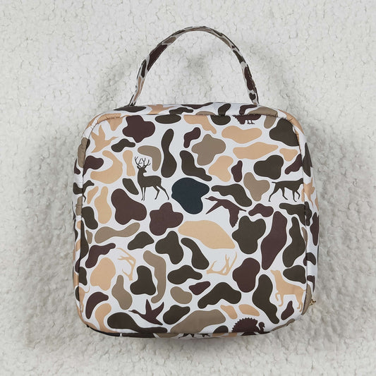 Green Deer Western Camo Print Zipper Lunch Bags