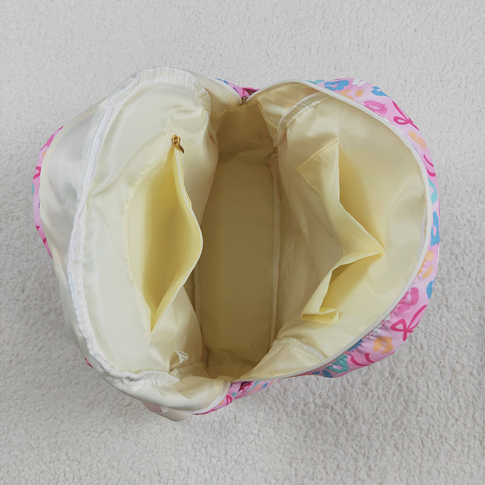 Baby Kids Pink Leopard Bows School Zipper Ruffle Back Bags