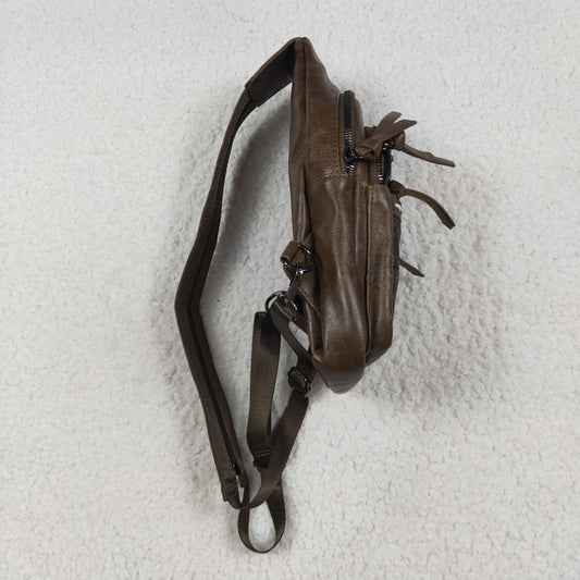 USA Dark Brown Zipper Flowers Back Bags