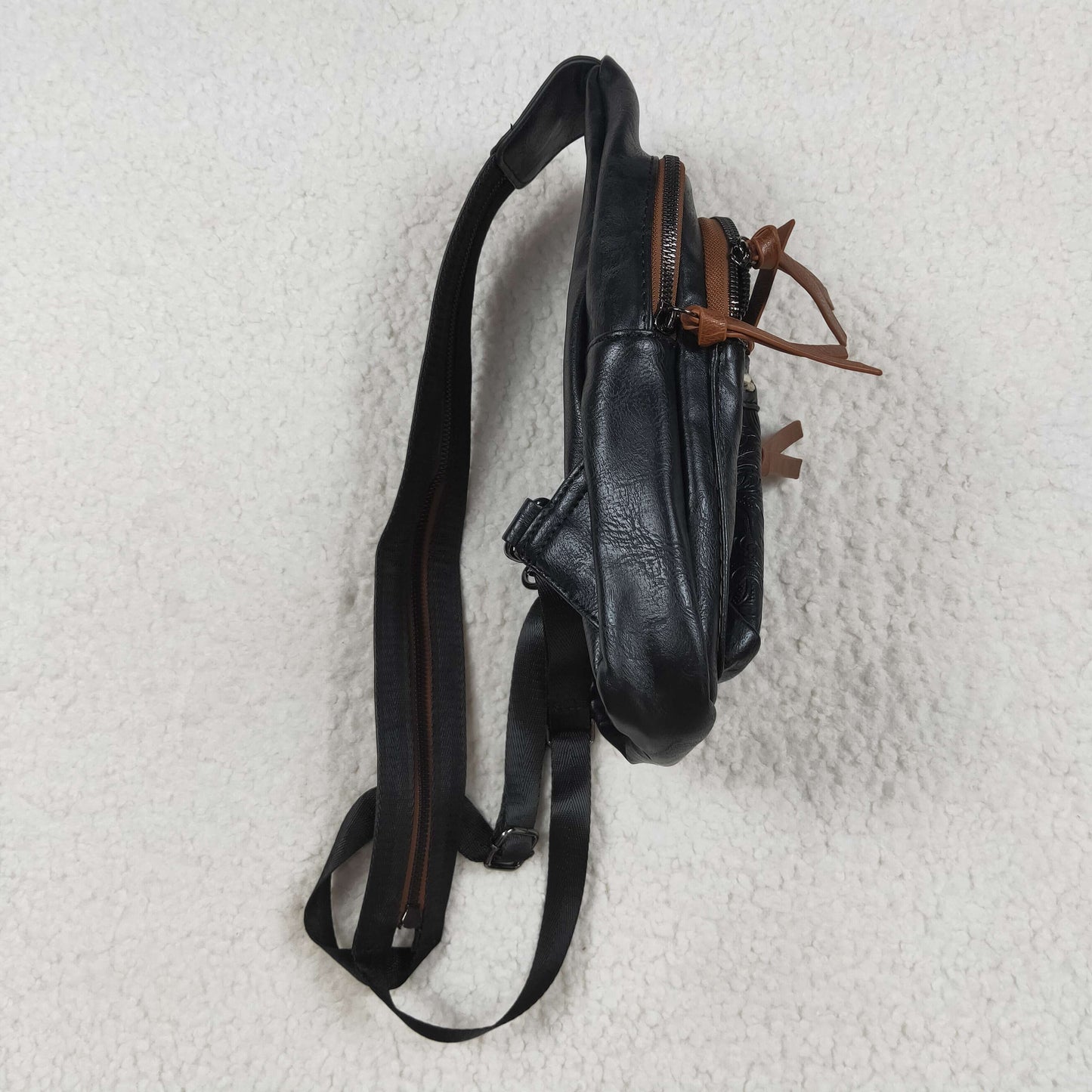 USA Black Zipper Flowers Back Bags