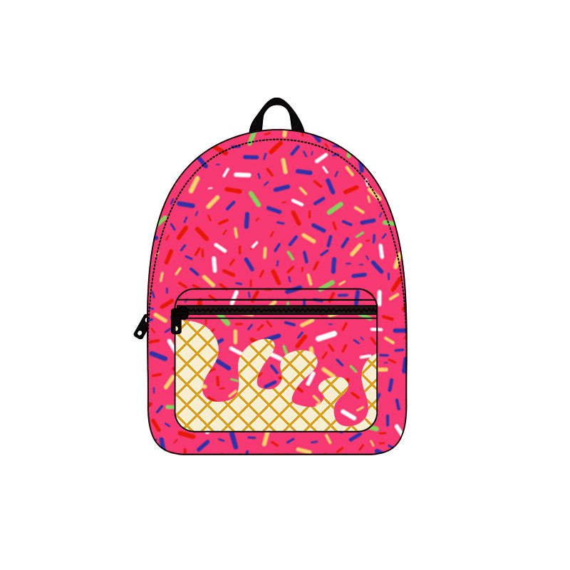 Baby Kids Pink Drip Team Zipper School Back Bags Preorder