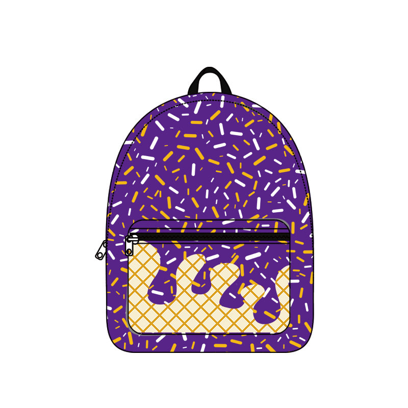 Baby Kids Purple Drip Team Zipper School Back Bags Preorder