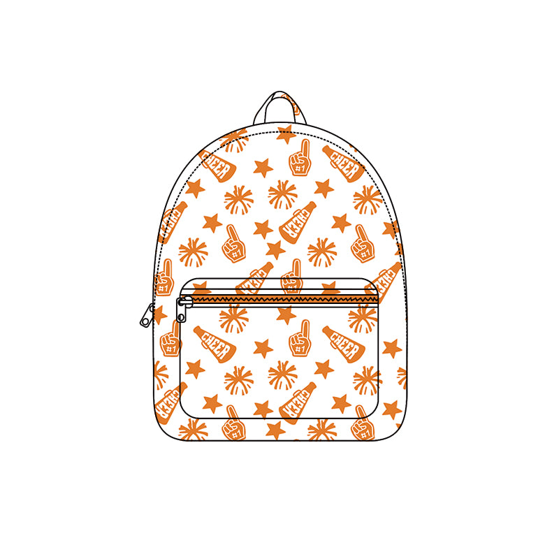 Baby Kids Team Orange Cheer Fireworks Zipper School Back Bags Preorder