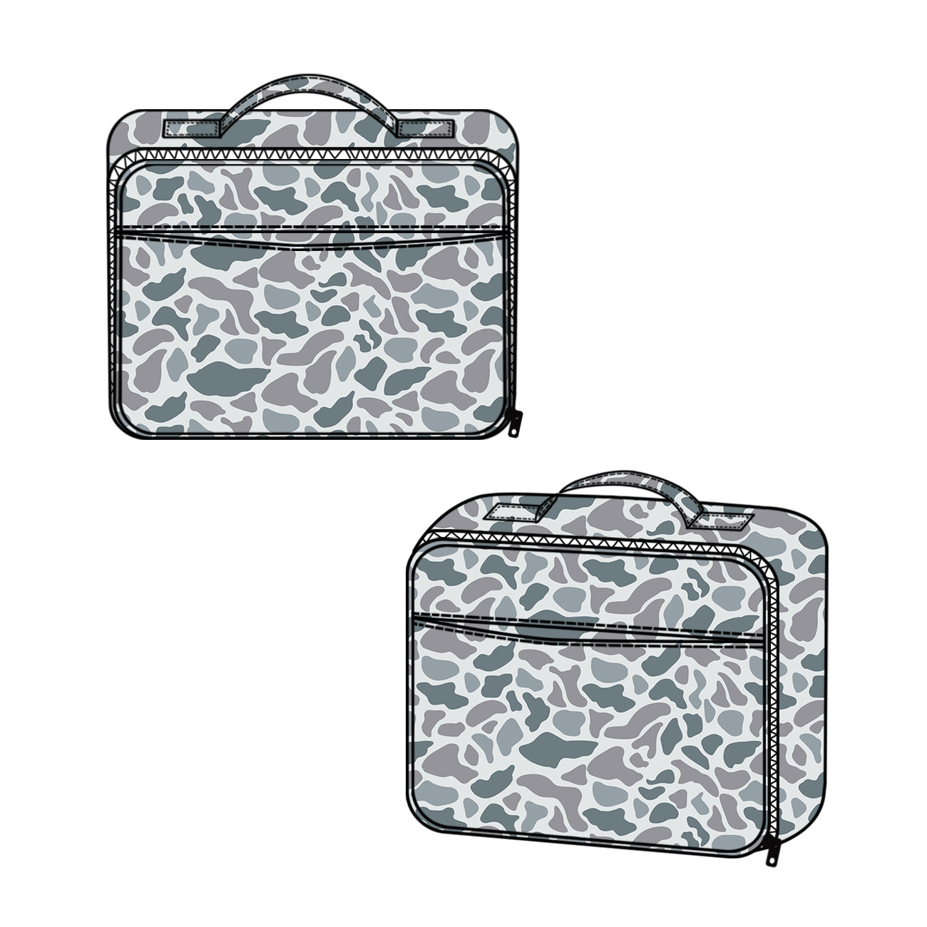 Baby Kids Grey Camo Zipper Lunch Boxes Preorder