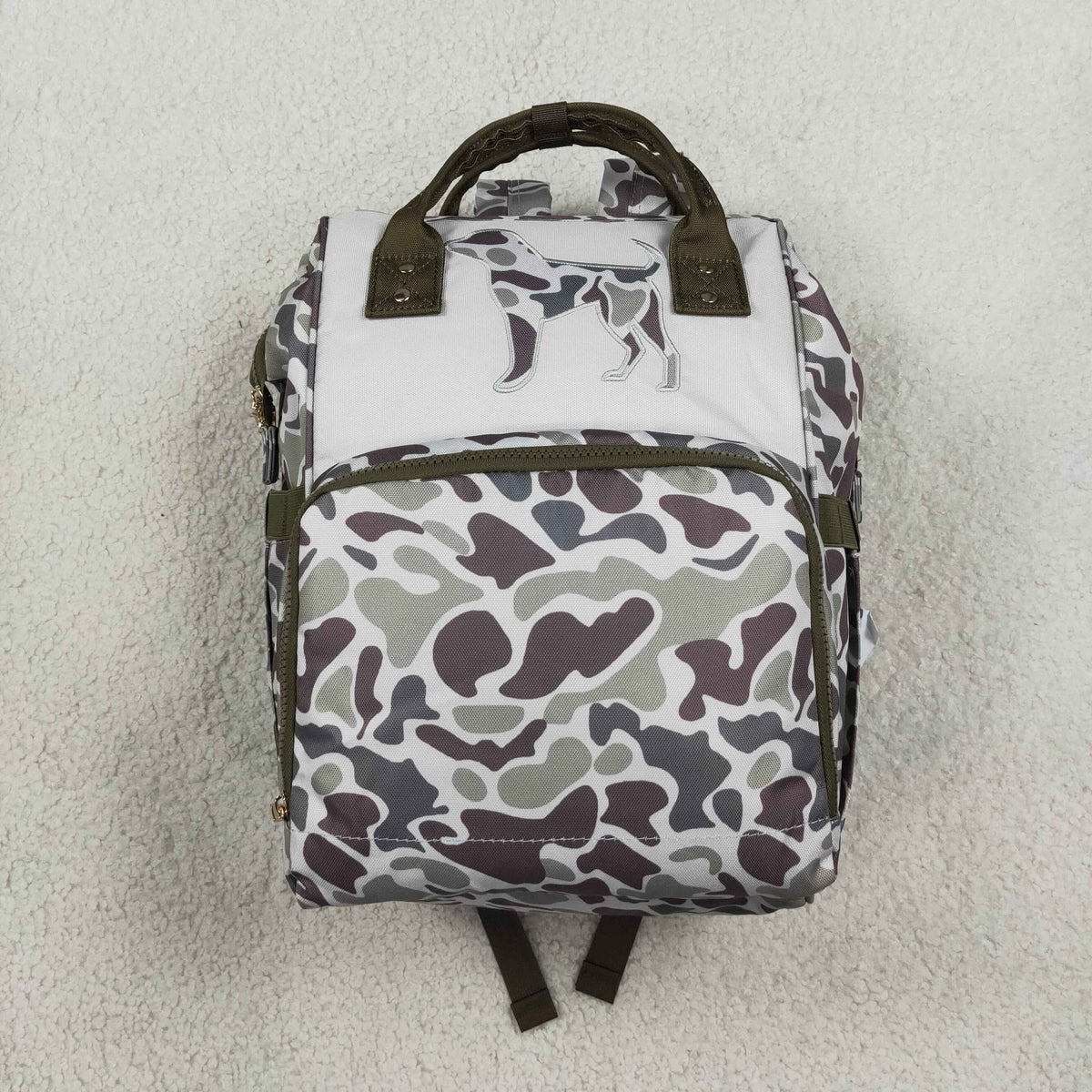 Sibling Baby Kids Embroidery Ducks Dogs Camo Mommy Diaper Backpacks Bags