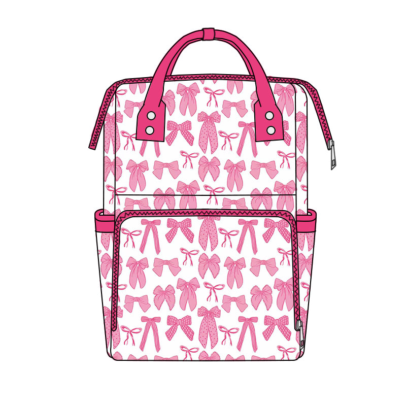 Baby Girls Pink Bows Plaid Backpack Bags Preorder