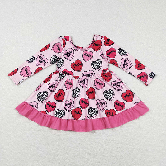Baby Girls Valentines Hearts Western Yall Pink Romper Dresses Sibling Designs