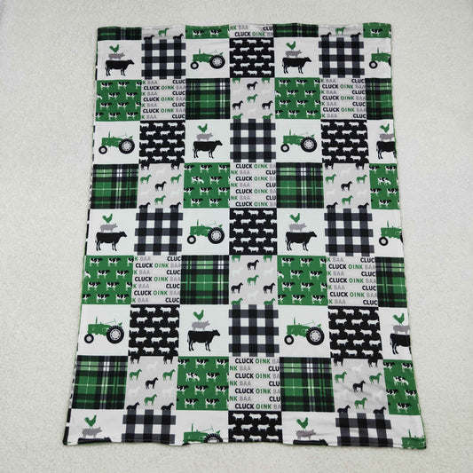 USA Shop Baby Kids Green Checked Pigs Trucks Farm Little Buddy Minky Blankets