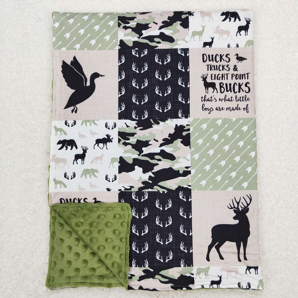 USA Shop Baby Kids Green Hunting Deer Minky Blankets