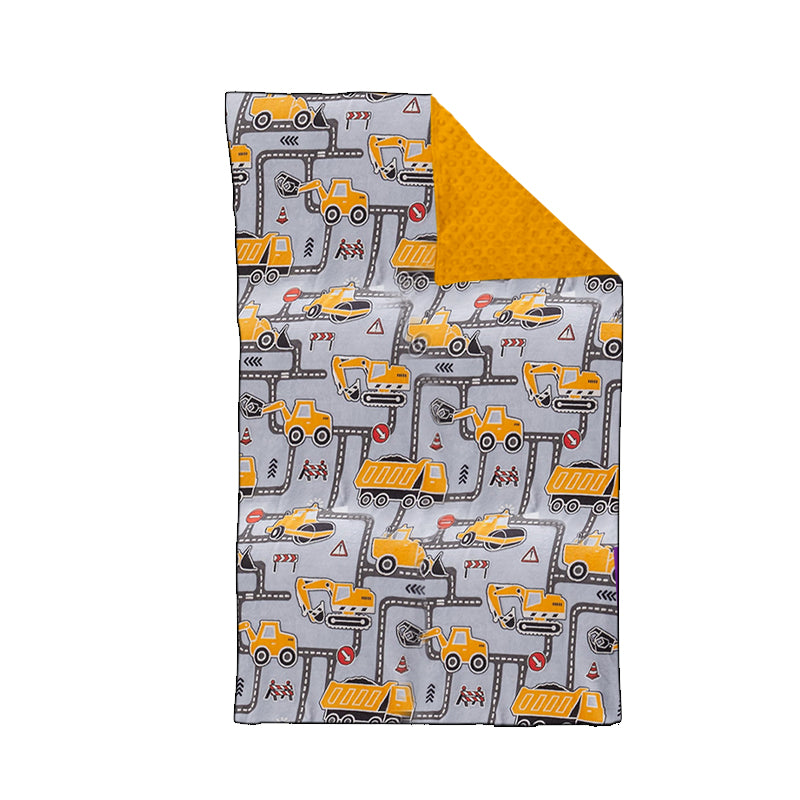 Baby Kids Orange Gray Excavators Blankets Preorder