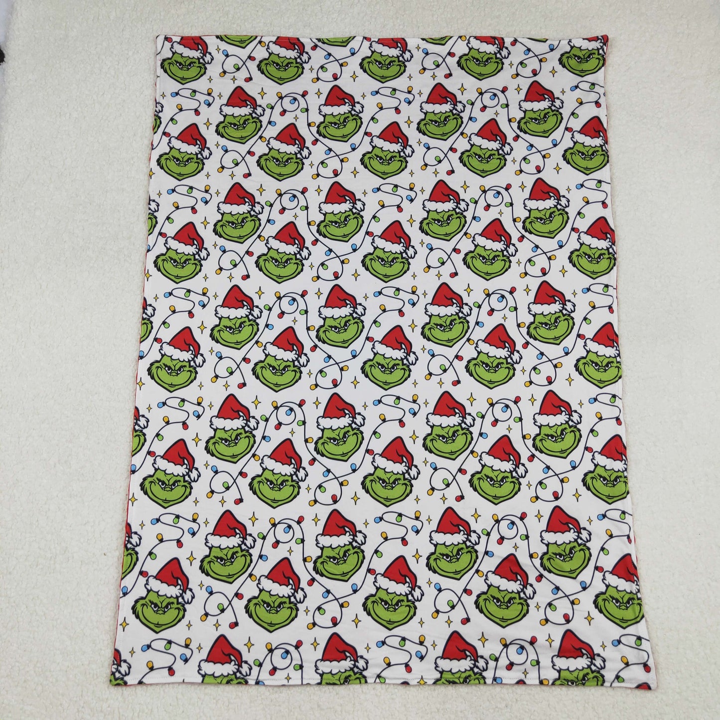 Baby Kids Christmas Lights Green Face Plaid Blankets