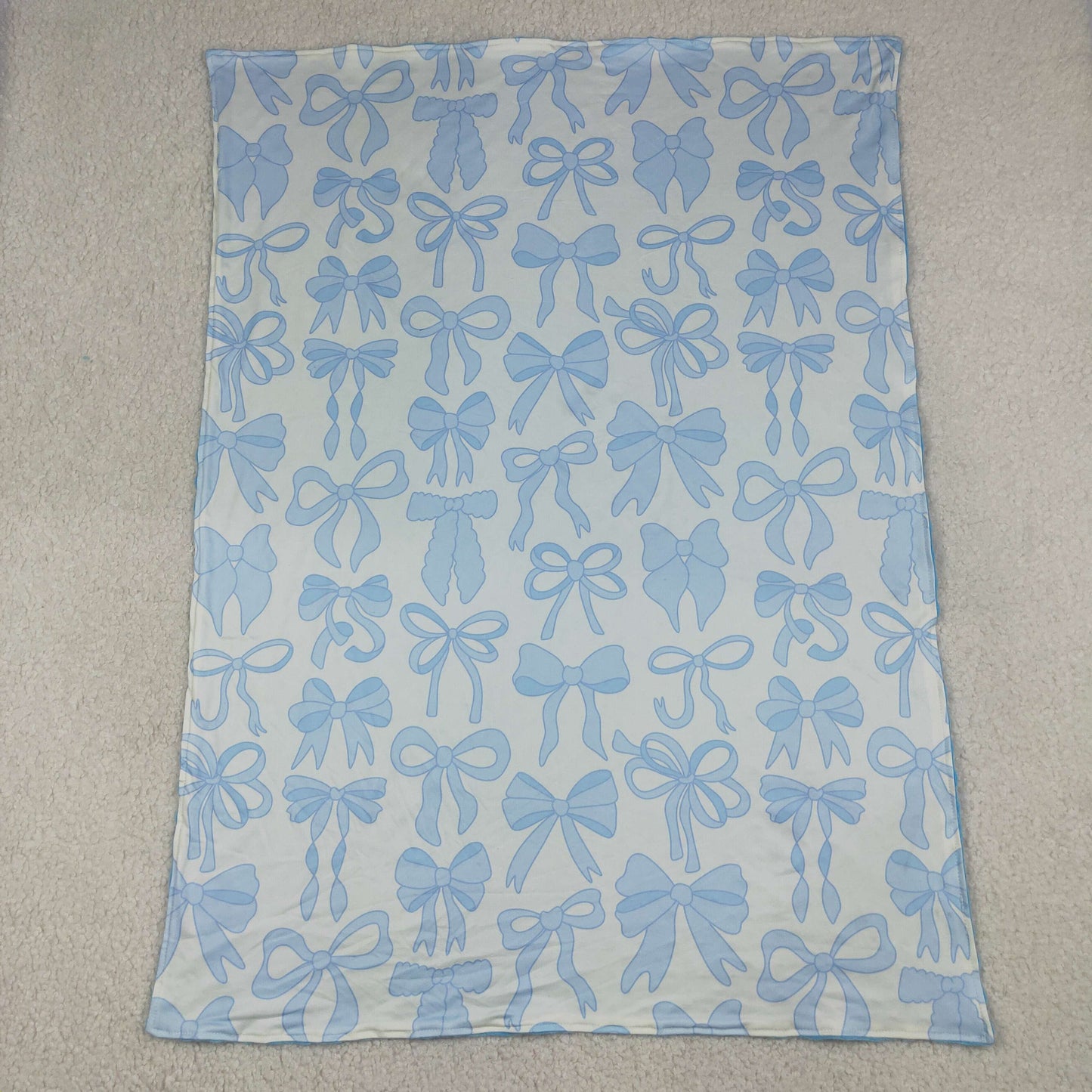 Baby Kids Light Blue Bows Plaid Blankets