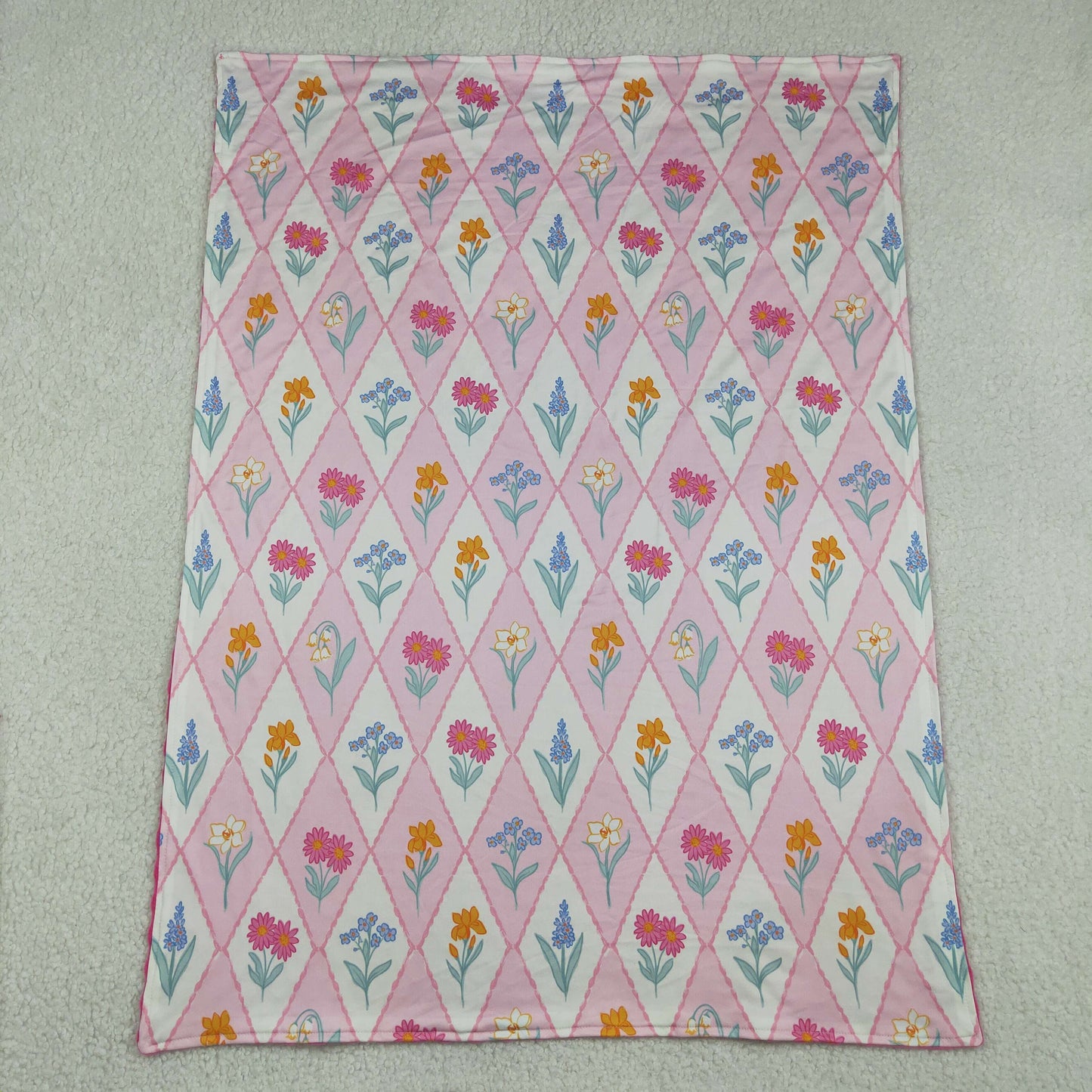Baby Kids Colorful Flowers Checked Blankets