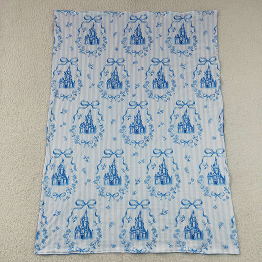 Baby Girls Blue Stripe Bows Castles Blankets