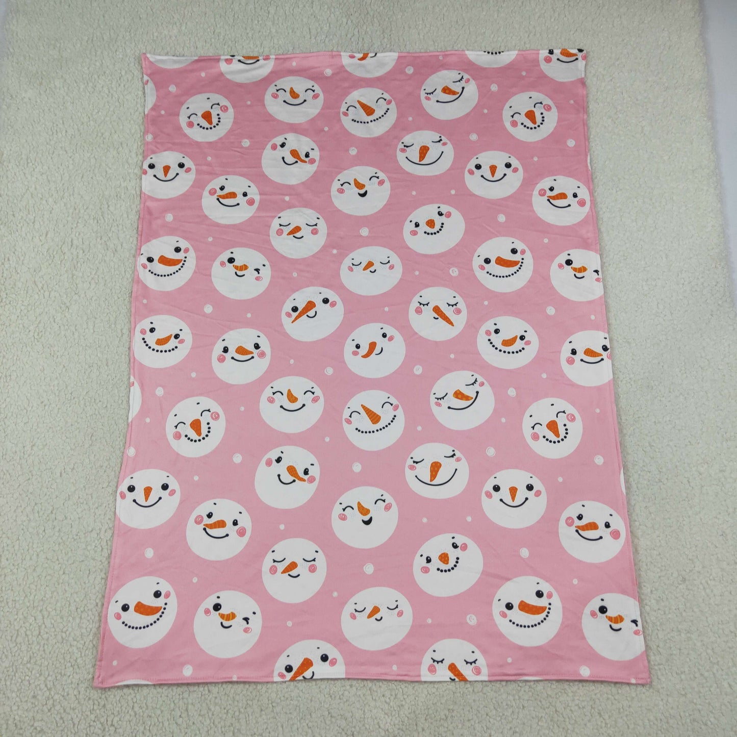 Baby Girls Pink Snowmen Christmas Blankets