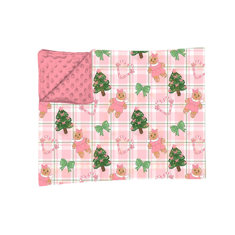 Preorder moq 5 Baby Girls Bows Trees Gingerbread Christmas Blankets