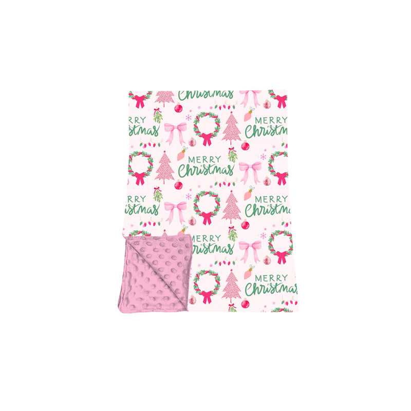 Preorder moq 5 Baby Girls Holly Trees Merry Christmas Blankets