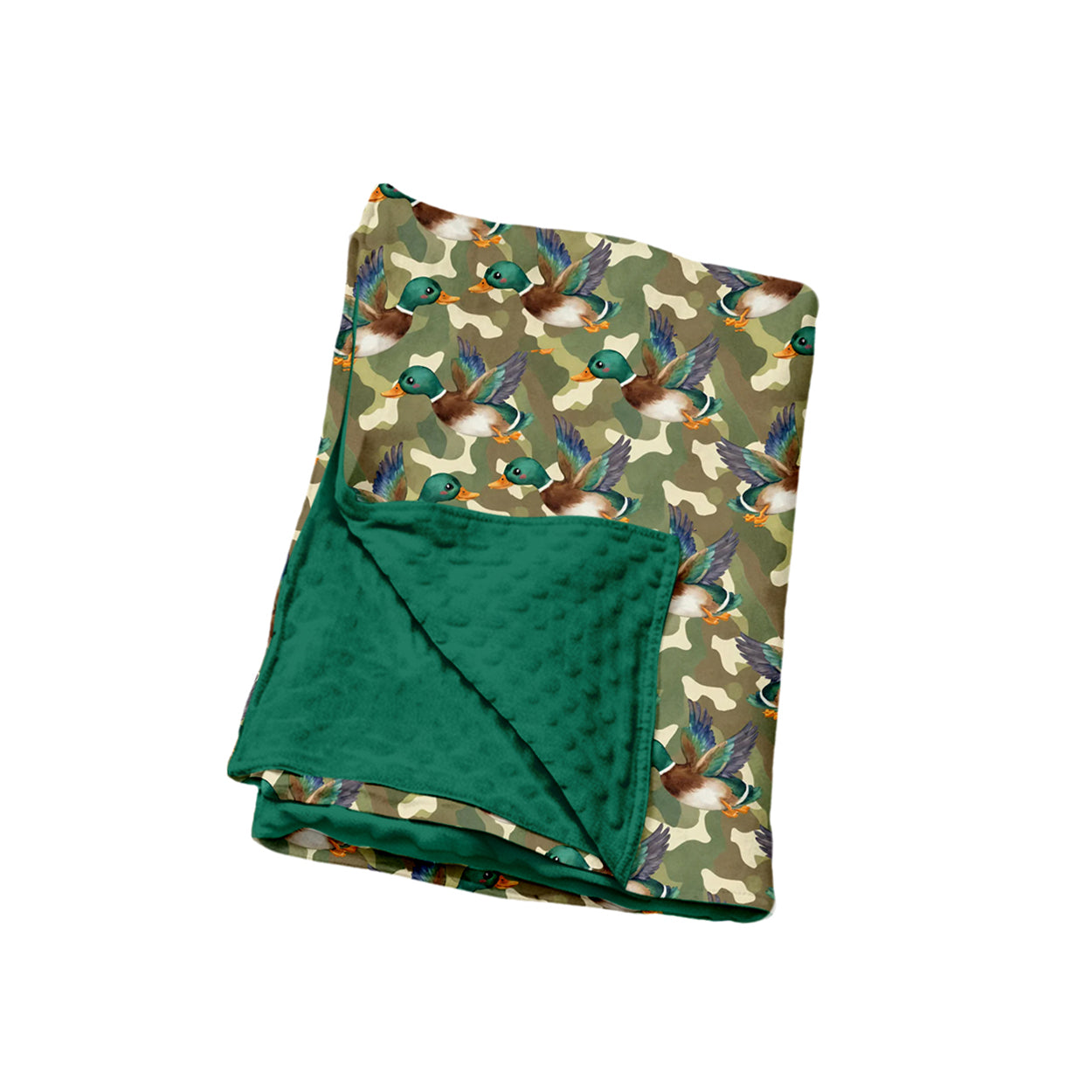 Preorder moq 5 Baby Boys Green Camo Ducks Hunting Blankets
