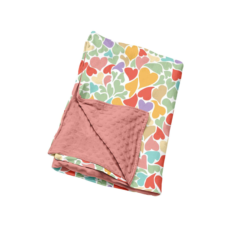 Preorder moq 5 Baby Girls Colorful Hearts Valentines Blankets