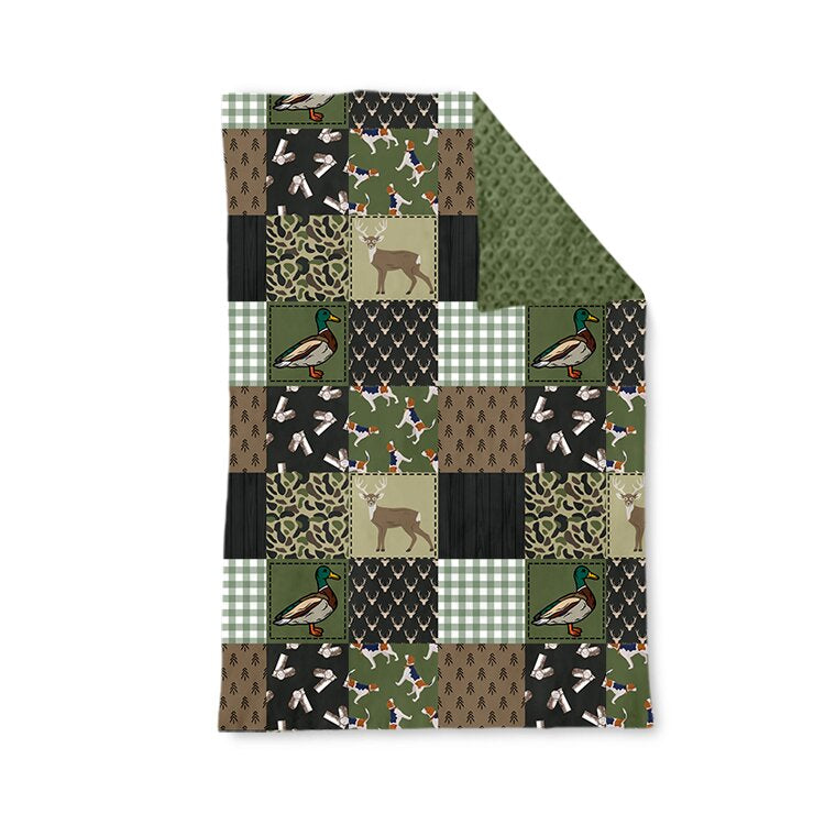 Preorder moq 5 Baby Kids Ducks Deer Camo Checked Hunting Blankets