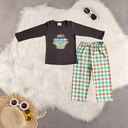 Sibling Baby Kids Scarecrow Fall Pants Clothes Sets Rompers