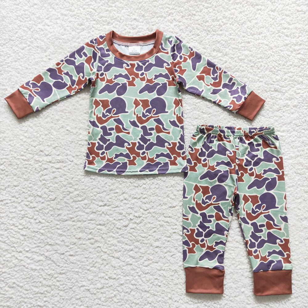 USA Shop Baby Boys Green Camo Long Sleeve Top Pants Pajamas Clothes Sets