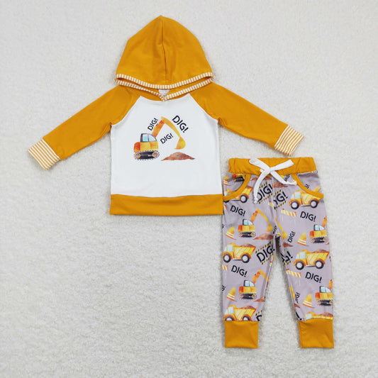 Sibling Baby Boys Excavators Motors Ducks Camo Hoodie Pockets Joggers Clothes Sets