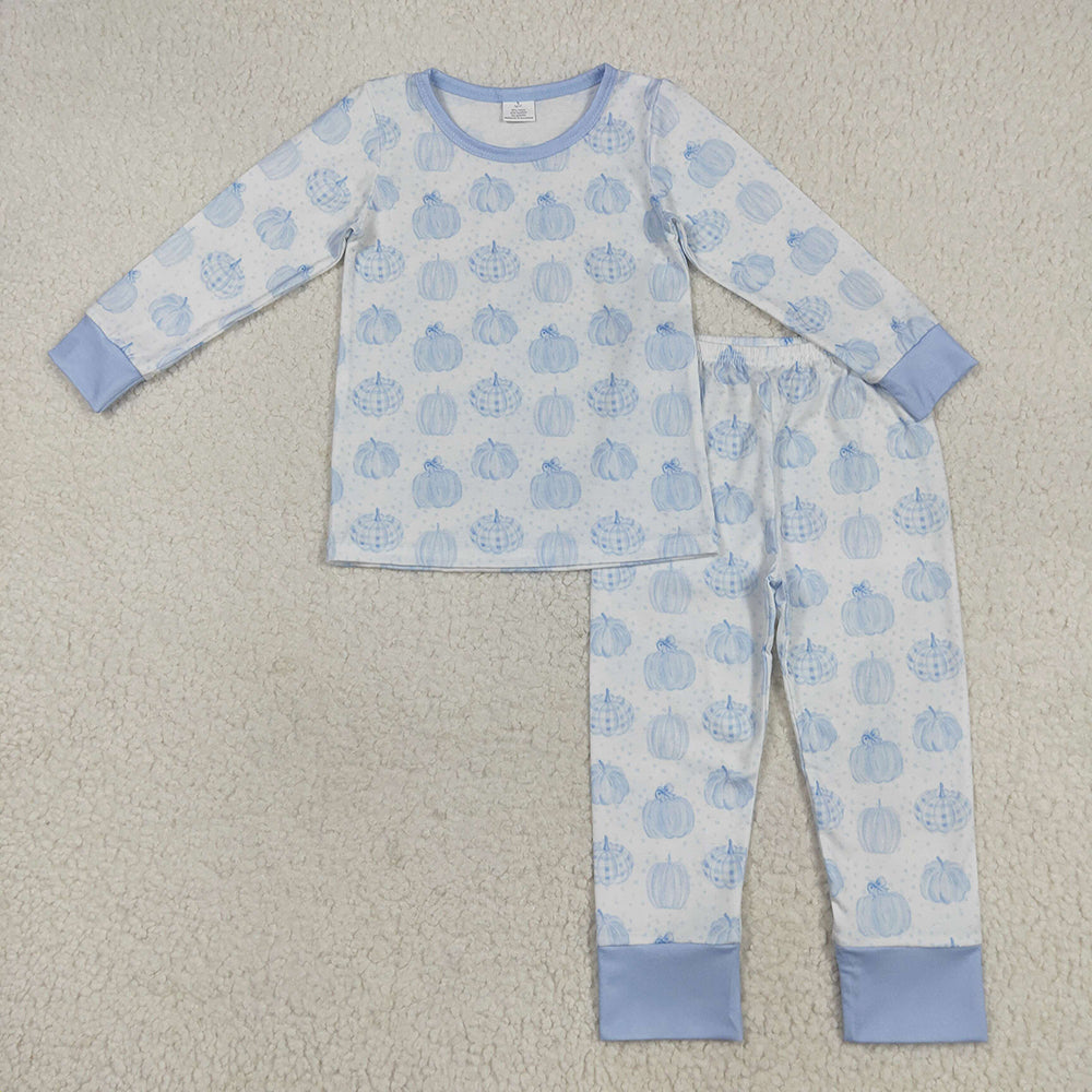 Sibling Boys Baby Girls Bamboo Pumpkins Top Pants Pajamas Outfits