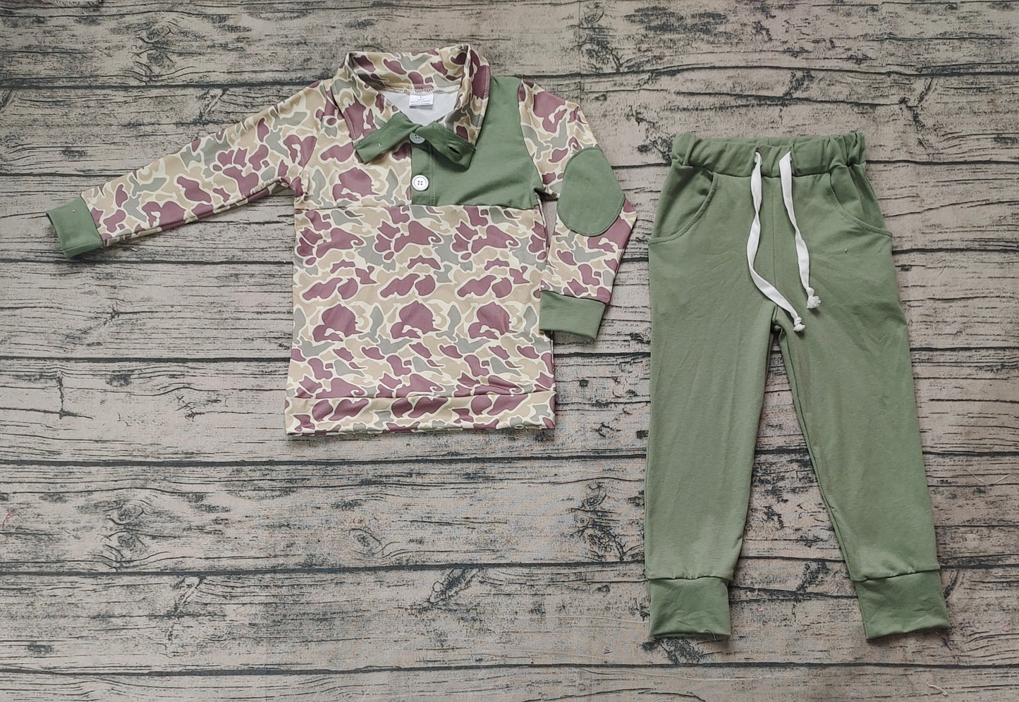 Baby Boys Fall Green Camo Pullovers Tops Shirt Pants Clothes Sets