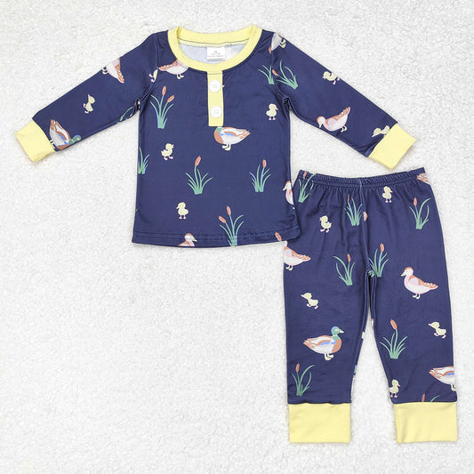 Sibling Girls Boys Mallard Ducks Rompers Pajamas Clothes Sets