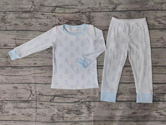 Baby Boys Blue Halloween Ghost Top Pants Bamboo Pajamas Clothes Sets