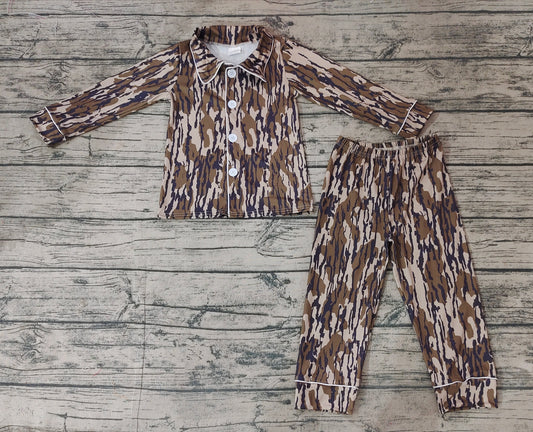 Baby Boys Southern Wood Camo Buttons Top Pants Pajamas Clothes Sets
