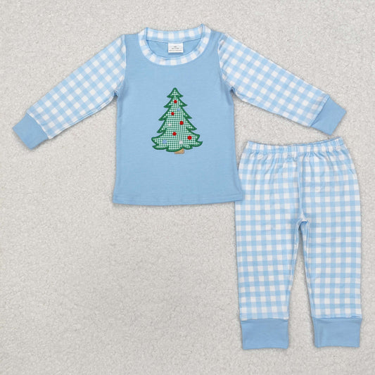 Sibling Baby Boys Embroidery Christmas Tree Shirt Pants Pajamas Clothes Sets Rompers